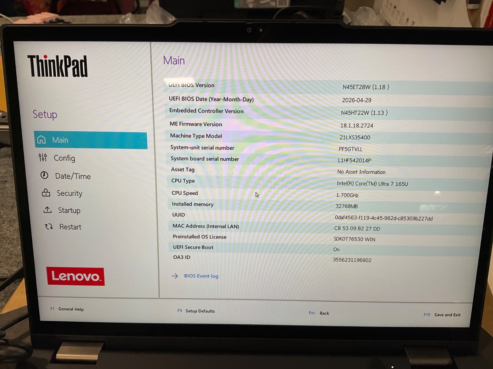 Lenovo ThinkPad X13 Gen5 U7-165 32GB 256GB 13.3″ TOUCHSCREEN W11P 21LXS35400