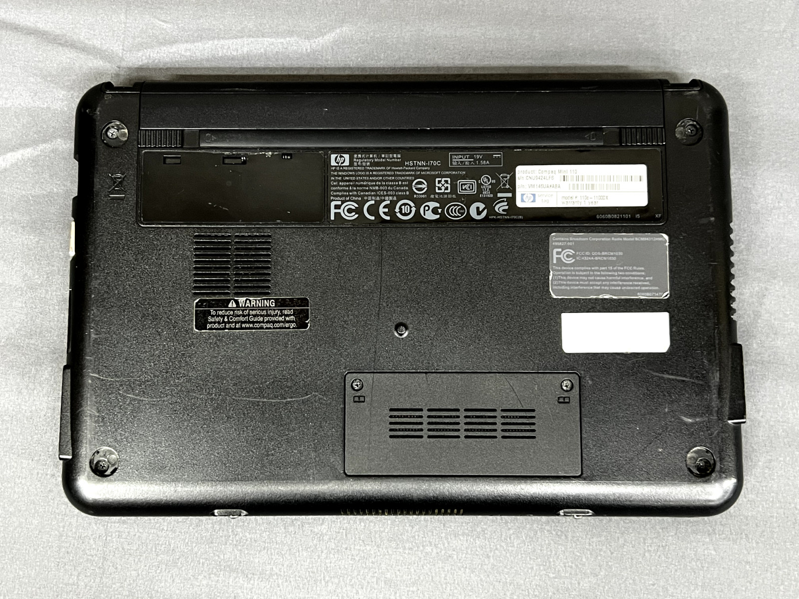 Compaq Mini 110c-1100DX Netbook 160GB HDD 1GB RAM Windows XP Pro Needs Reset
