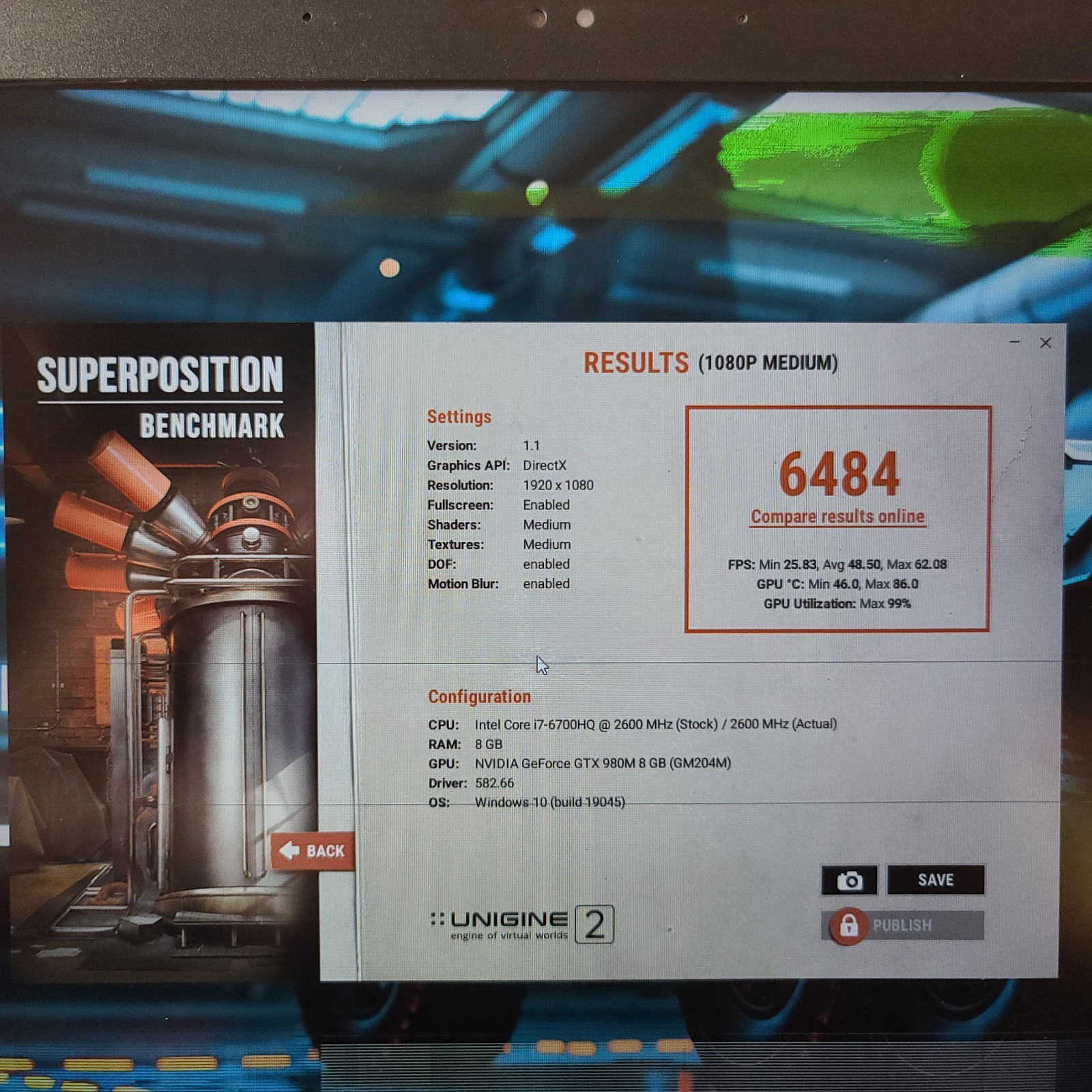 GIGABYTE P35X-V5 GAMING LAPTOP CORE i7-6700HQ 2.60GHz 8GB RAM GTX 980M 62GB SSD