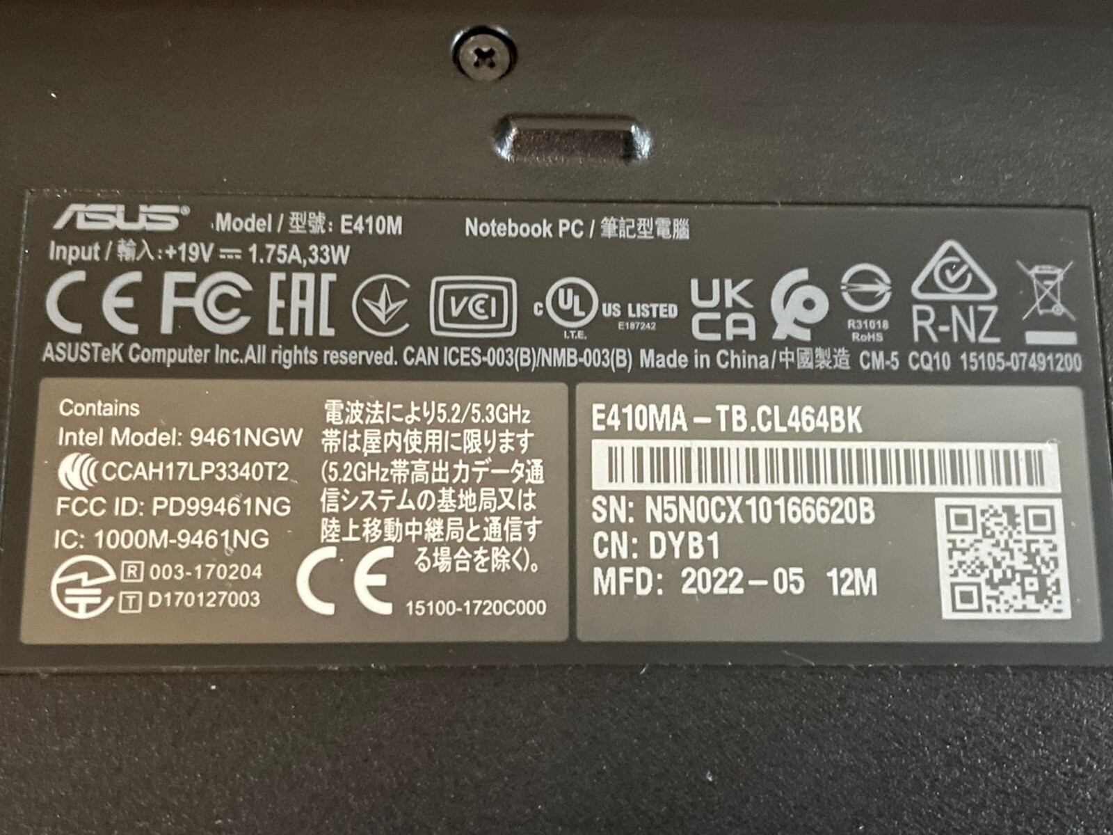 ASUS laptop / Chrome book E410M With Power Supply READ