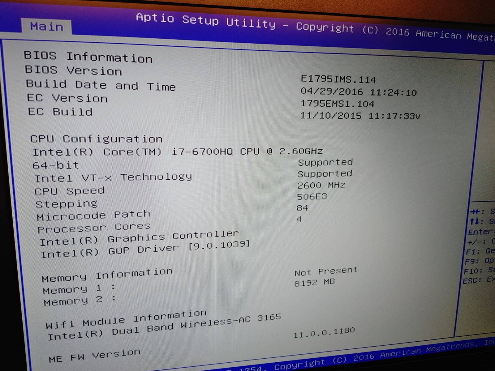 MSI GE72 6QD Apache Pro Core i7-6700HQ@2.60GHz, 8GB RAM , NO SSD FOR PARTS