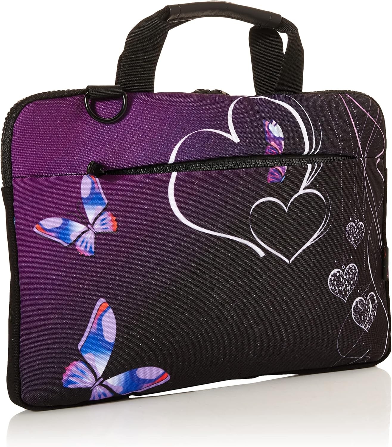 Purple Butterflies Canvas Laptop Carrying Shoulder Sleeve Case Protective Bag Fi