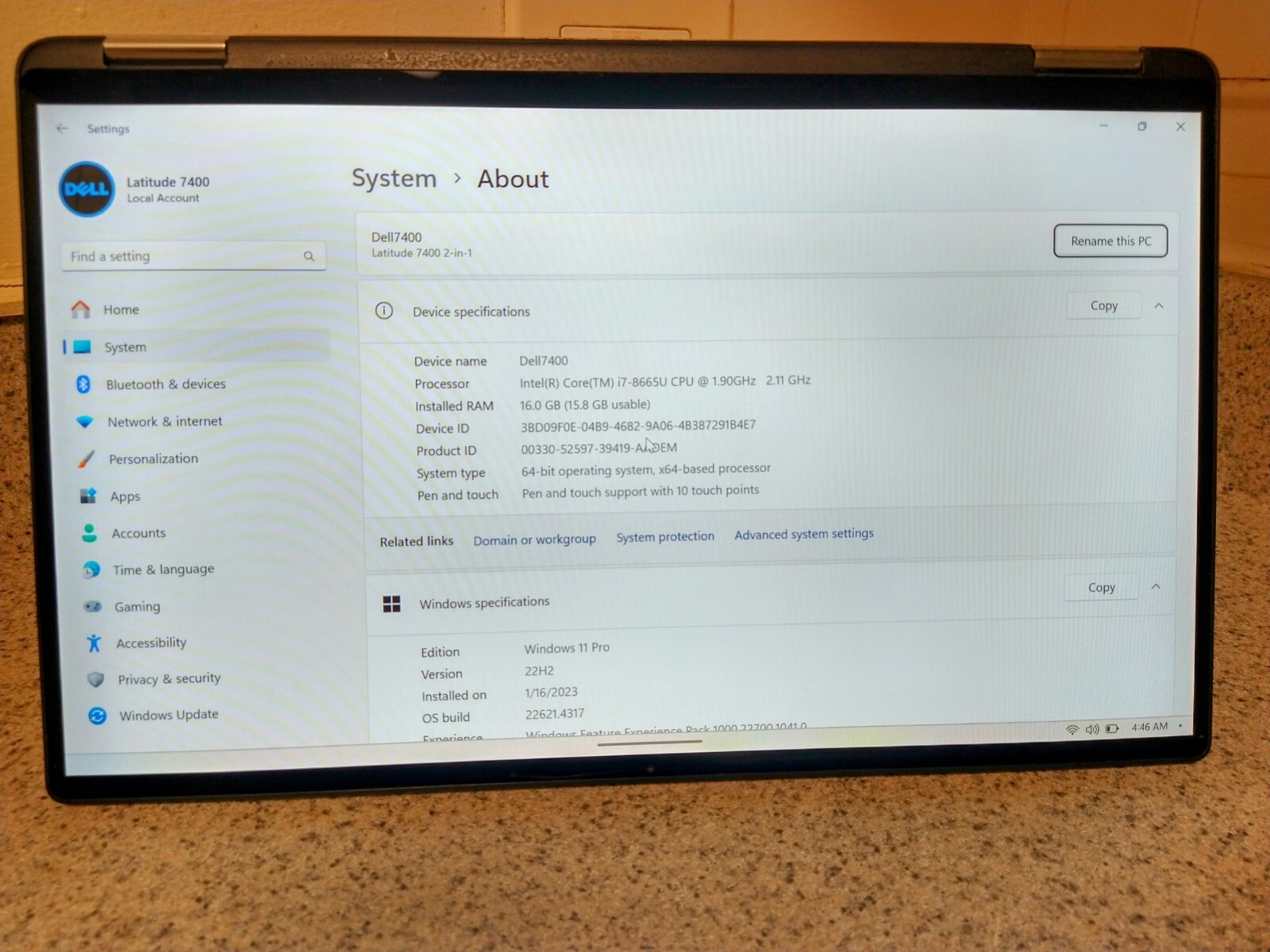 Dell PC/Tablet 2in1 Touchscreen Intel i7 (8th Gen) 256GB SSD 16GB RAM Bluetooth