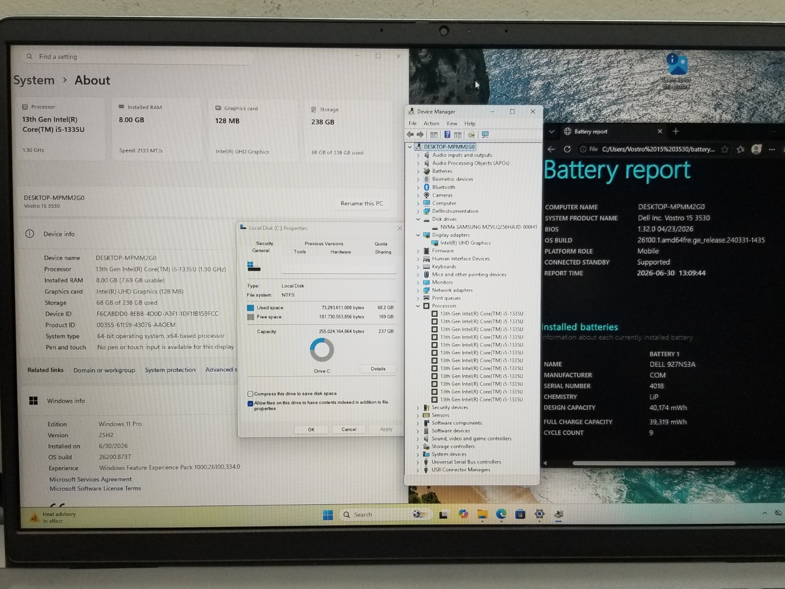 Dell Vostro 3530 15.6″ FHD i5-1335U 3.4GHz 8GB RAM 256GB NVMe Win 11 Pro WiFi BT