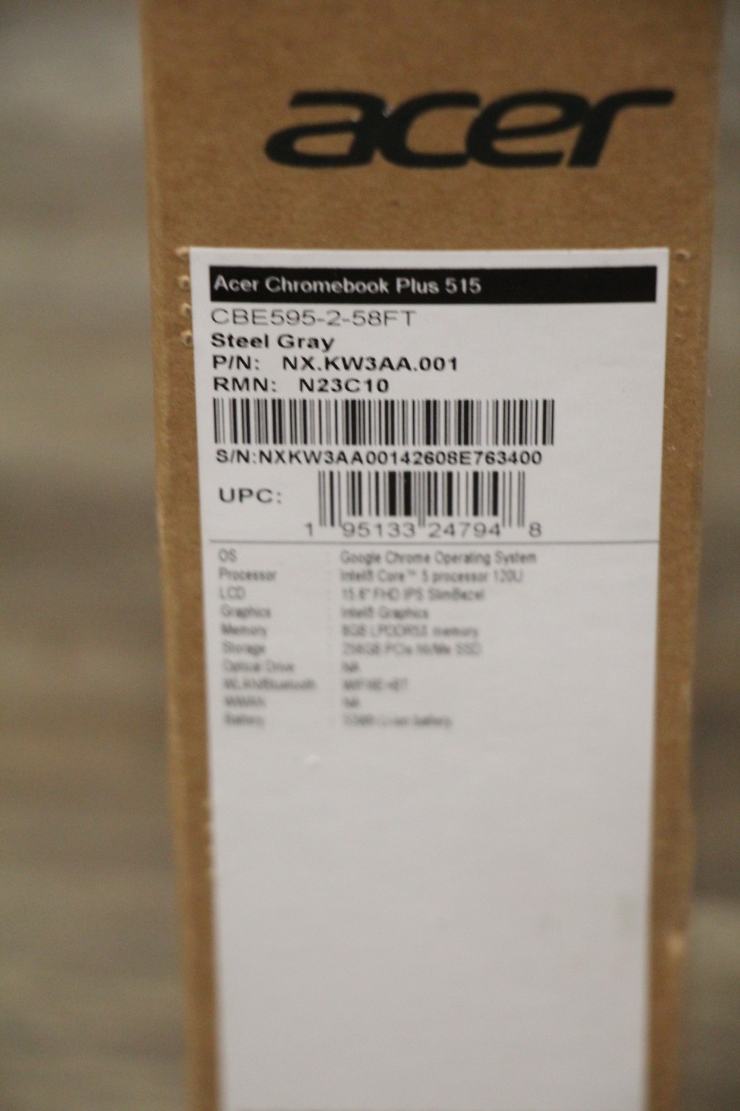 Acer Chromebook Plus 515 15.6″ Core 5 120U 8GB 256GB ChromeOS