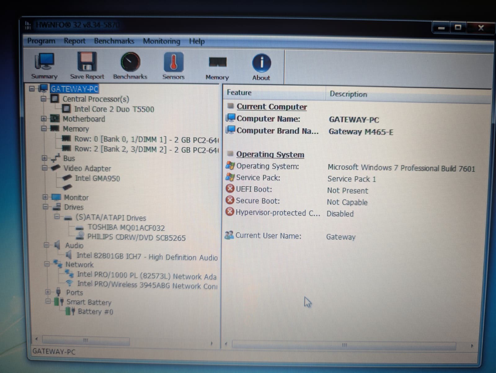 15″ Gateway M465-E | Core 2 Duo T5500 4GB RAM 320GB HDD | Win 7 Pro | DVD