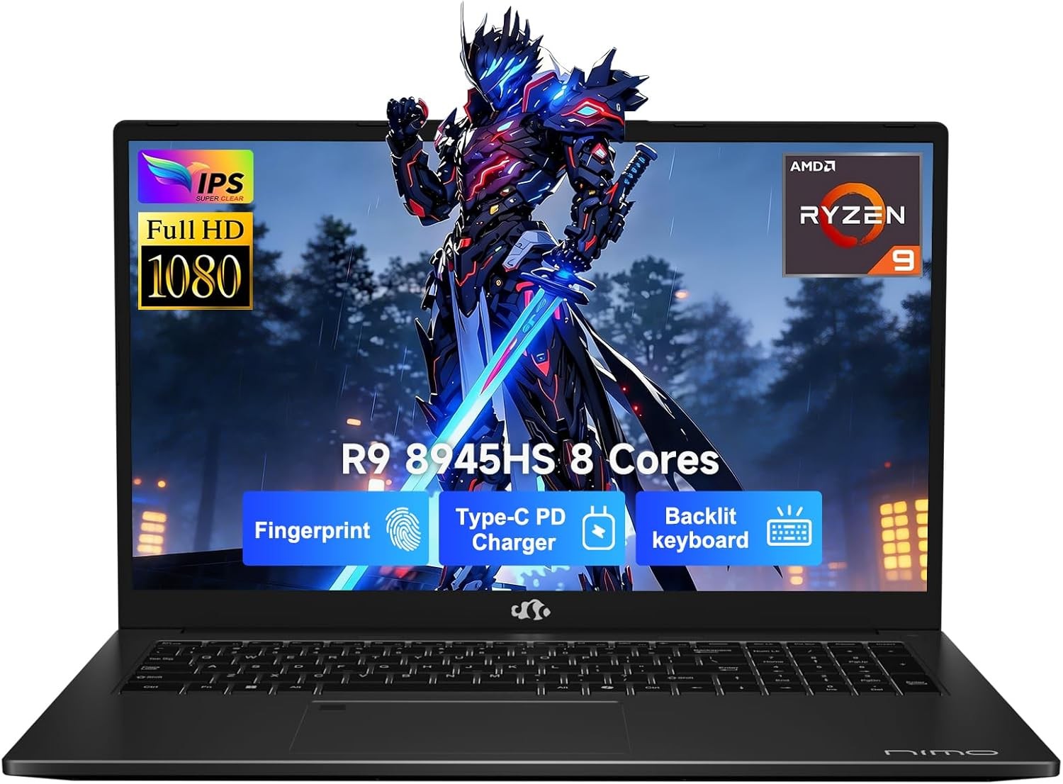 NIMO 17.3 Gaming-Laptop Ryzen 9 8945HS 16GB RAM, 512GB SSD Radeon 780M
