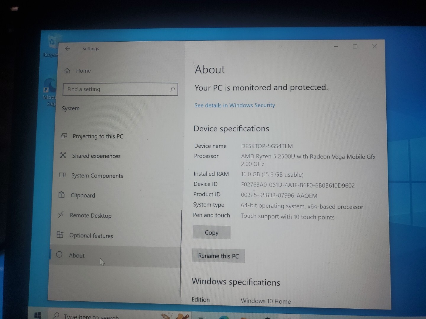 Dell Inspiron 13 7375 AMD Ryzen 5 16gb/256gb Touchscreen.