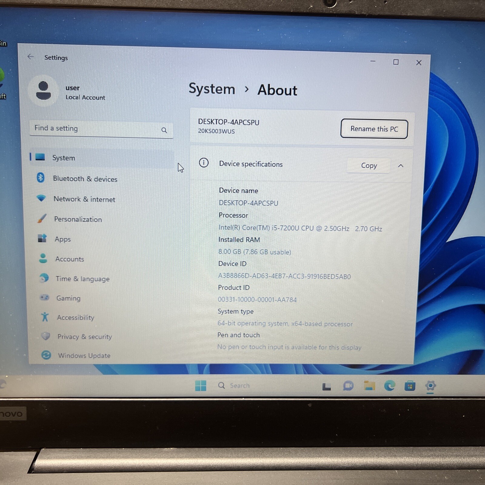 Lenovo ThinkPad E580 – 15.6″ IntelCore i5-7200U 2.5GHz 16GB DDR4 512GB SSD WND11