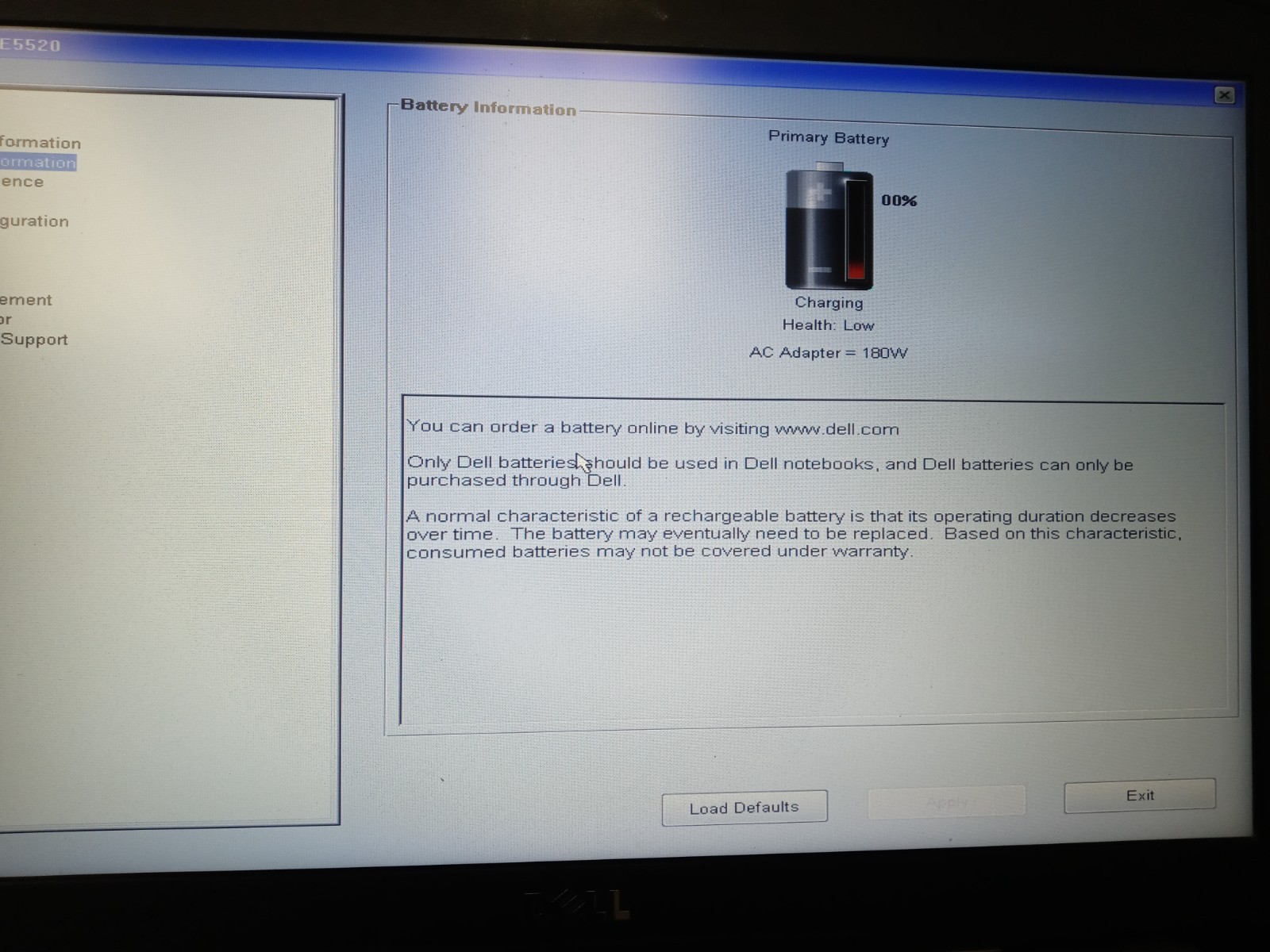 Dell Latitude E5520 i7-2620M CPU@2.7GHz 4GB RAM 0 GB HDD NoOS NO AC-ADAPTER