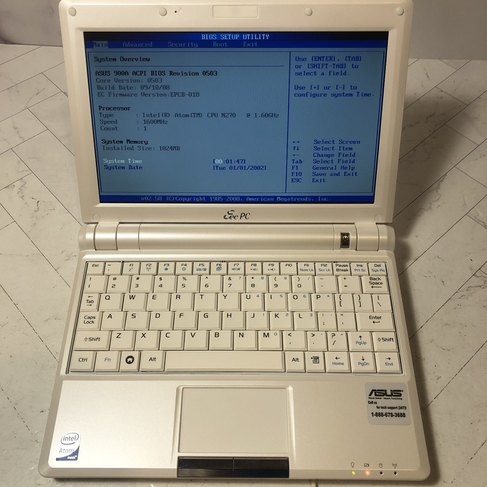 Asus Eee PC 900A Laptop 1.60 GHz, 1 GB RAM