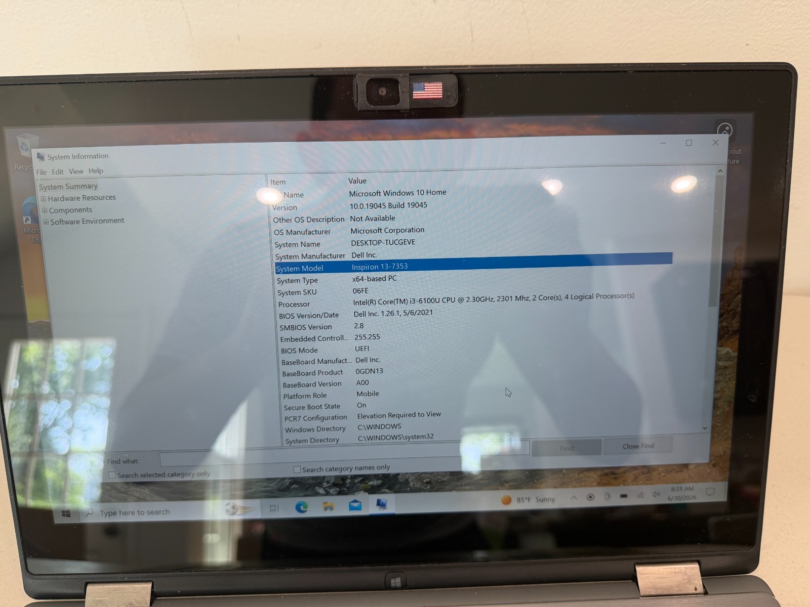 Dell Inspiron 13 7353 2-in-1 13.3″ Touch i3-6100U 8GB 128GB SSD Backlit KB