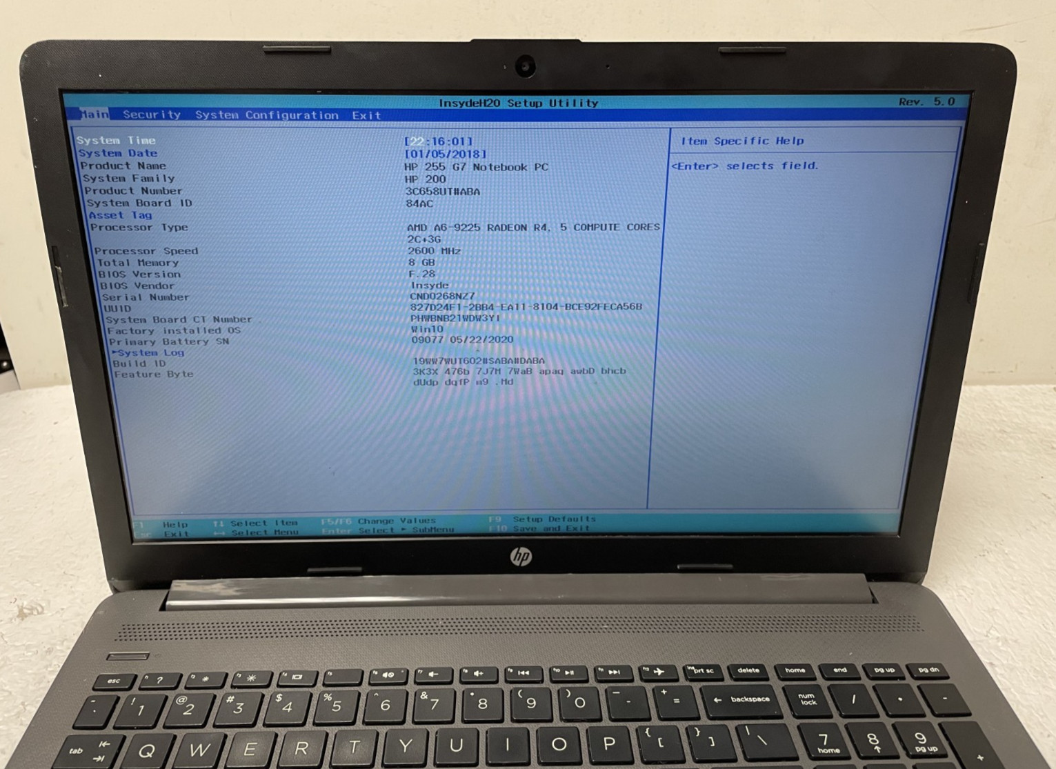 HP 255 G7 AMD A6-9225 2600MHz 8GB RAM NO SSD For Parts