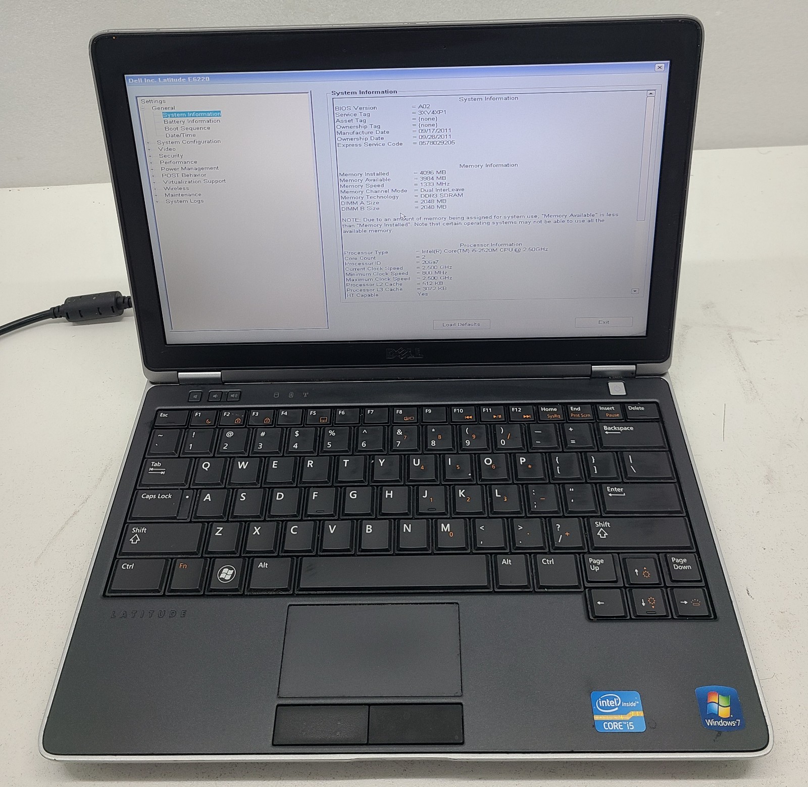 Dell Latitude E6220 12.5″ Laptop Intel Core i5-2520M 4GB RAM NO HD/OS (FL)