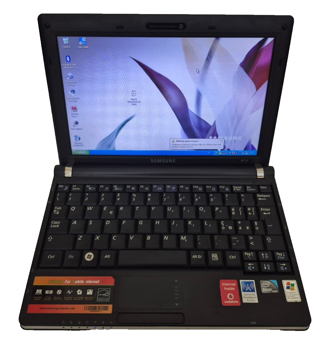 Samsung NC10 Netbook Black Defective Keyboard No Charger XP