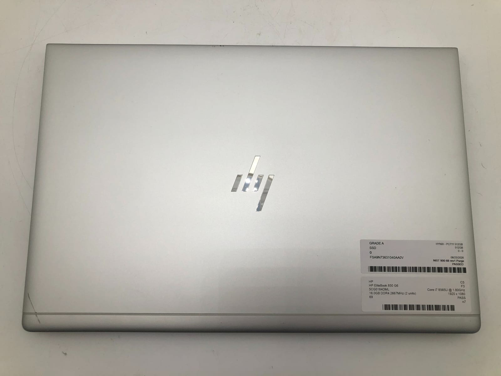 HP | EliteBook 850 G6 | i7-8565U | 16GB | 512GB NVMe | Win 11 Pro | 69% Battery