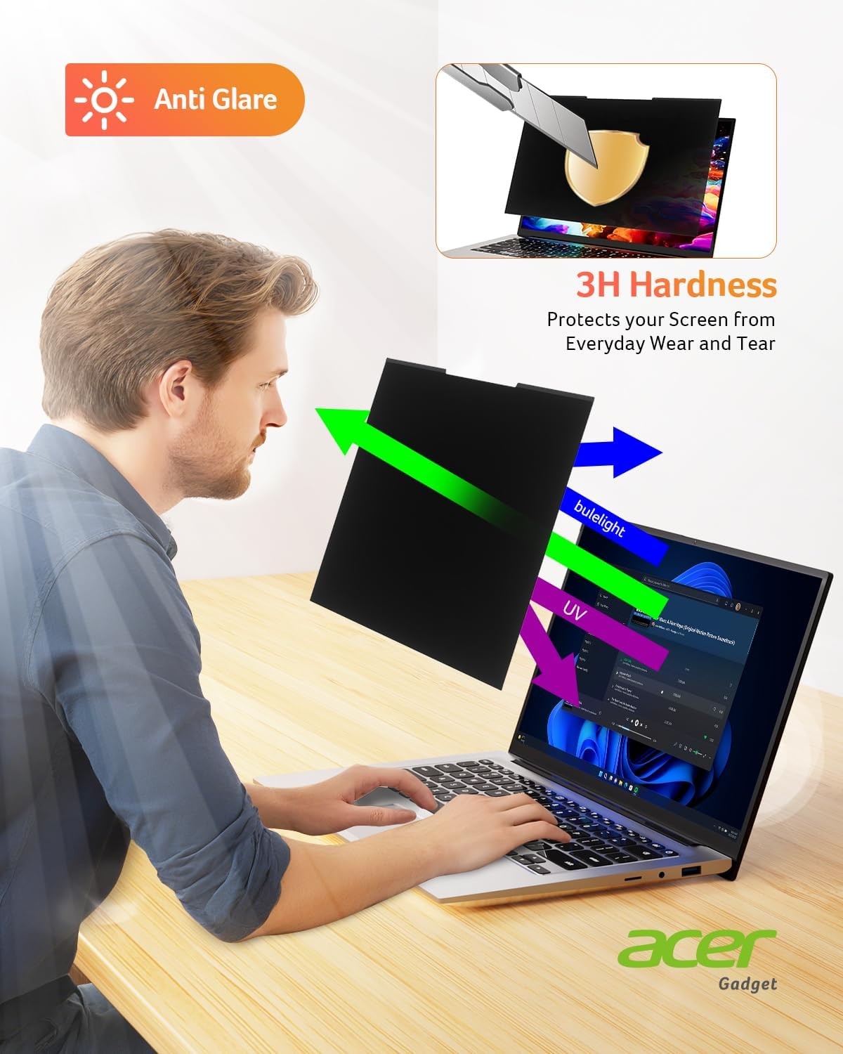 Acer 2-Pack Laptop Privacy Screen for Laptop 14 Inch 16:9, Magnetic & Removable