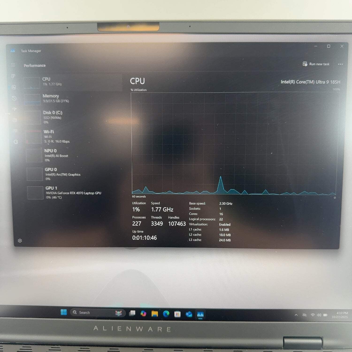Alienware M16 R2 16″ Core Ultra 9 185H 5.1GHz 32GB RAM 1TB SSD GeForce RTX 4070