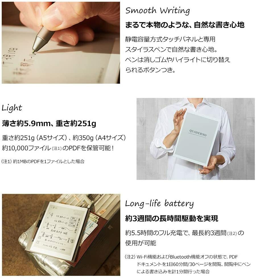 FUJITSU QUADERNO Digital Paper FMV-DPP04 10.3 A5 size English & Japanese JPN New