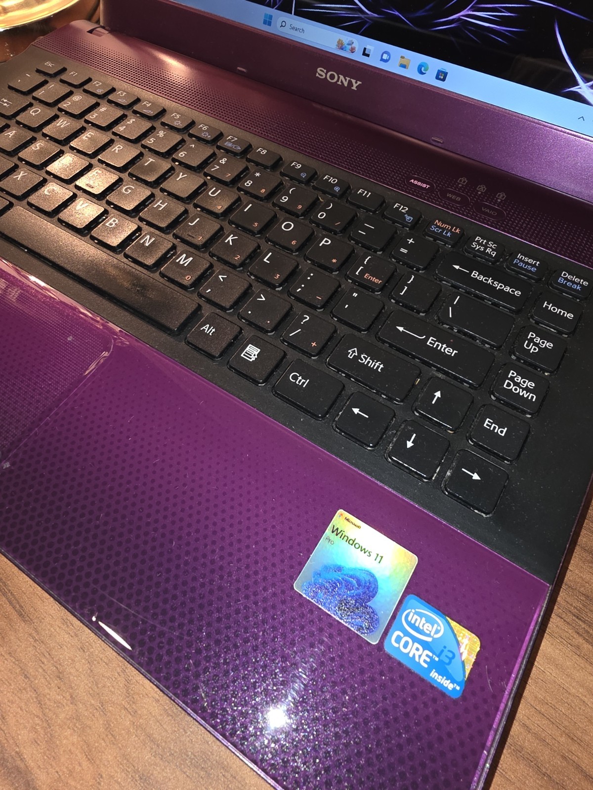 Purple Sony VAIO Laptop i3 CPU M380 2.53GHz 500GB SSD 8GB RAM Win 11 Pro 💜