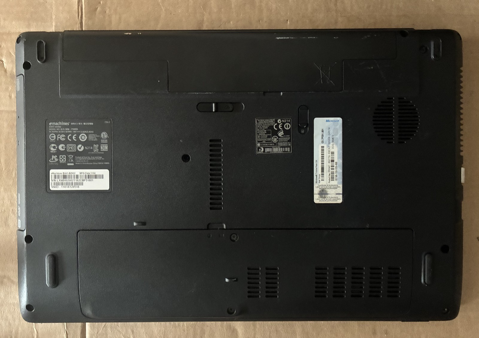 eMachines E443-BZ602 AMD C-50 1000MHz 6 GB NO HDD/OS laptop only