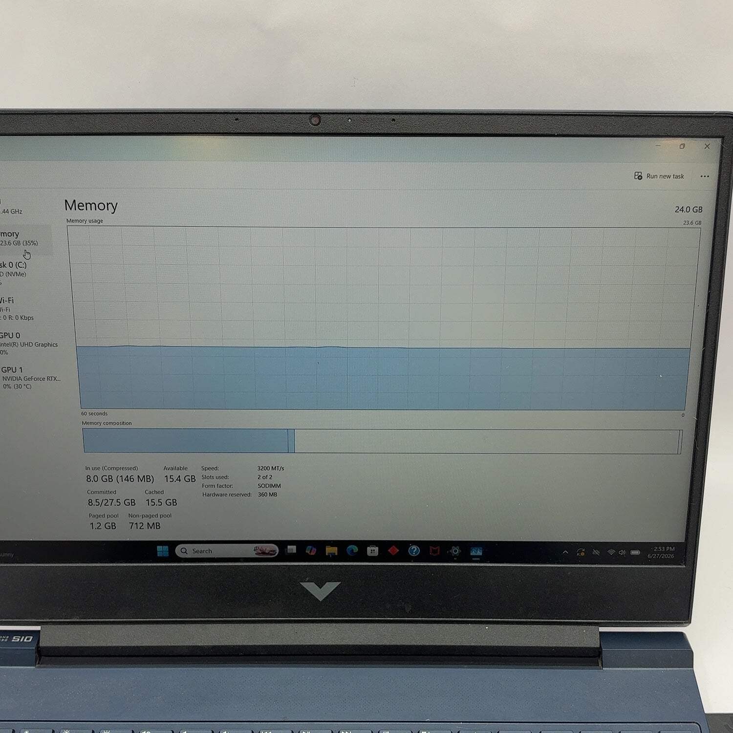 Broken HP Victus Gaming i5-13420H 24GB RAM 512GB SSD RTX 3050 Mousepad Stuck