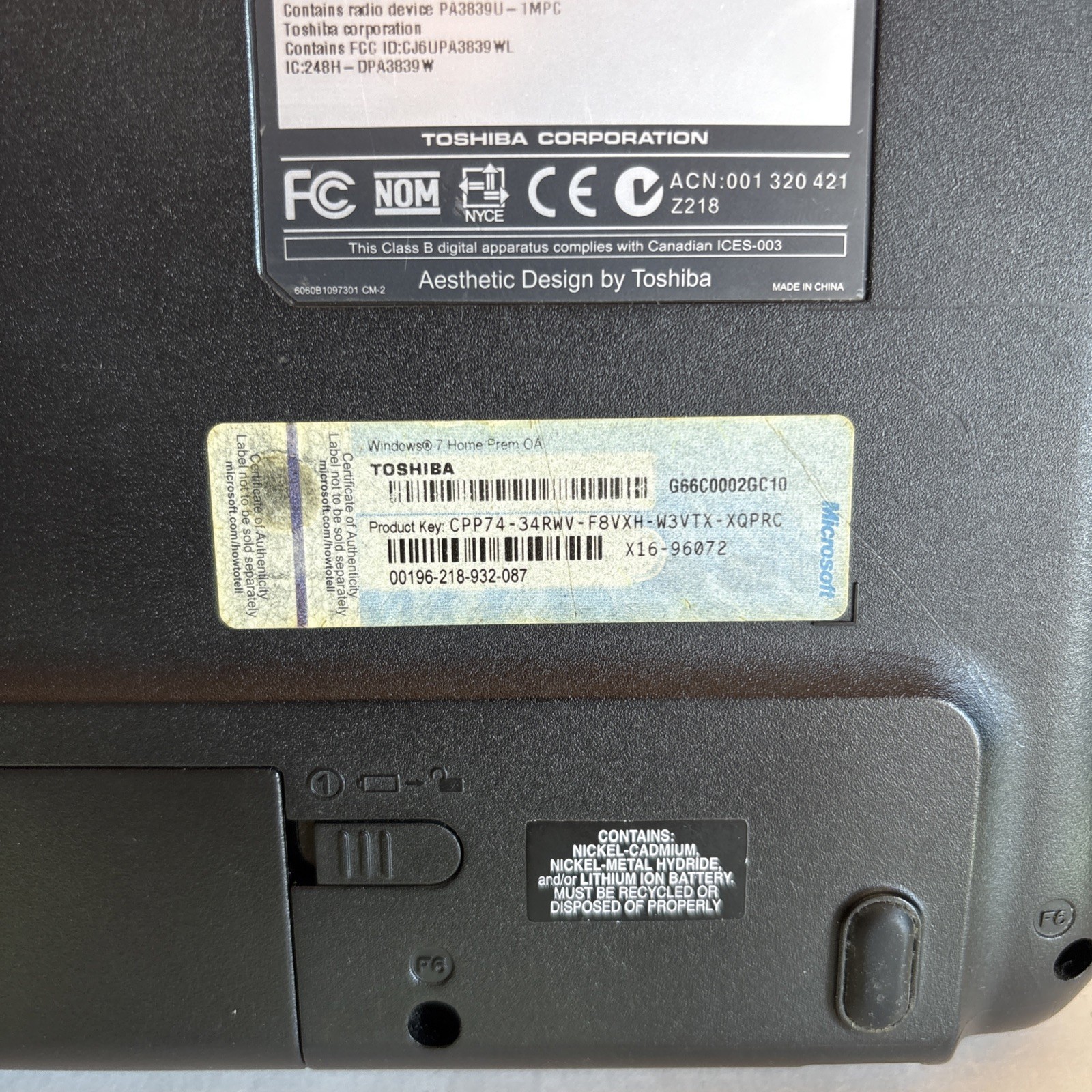 TOSHIBA SATELLITE C655- S5514 – FOR PARTS