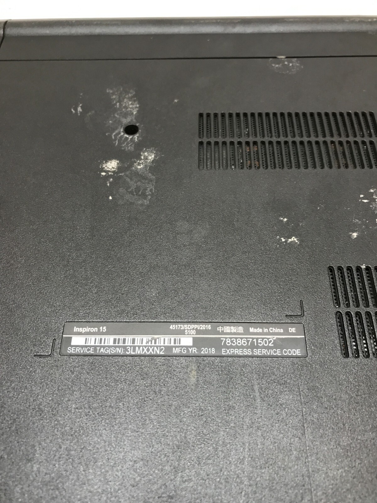 Dell Inspiron 15 3567 15″ Laptop i3-7130U 4GB RAM NO HDD/OS Cracked For Parts DW