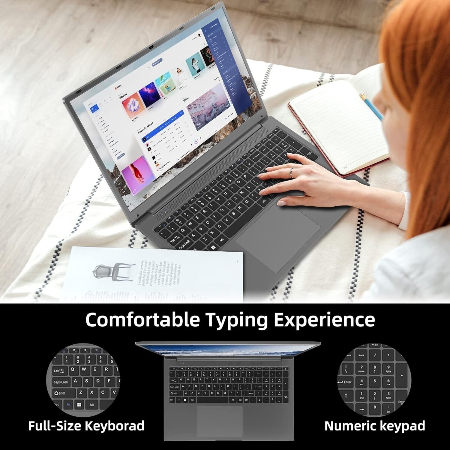 SGIN Laptop Windows 11 17.3 inch Intel N4000 4GB 128GB SSD 1920×1080 Full HD