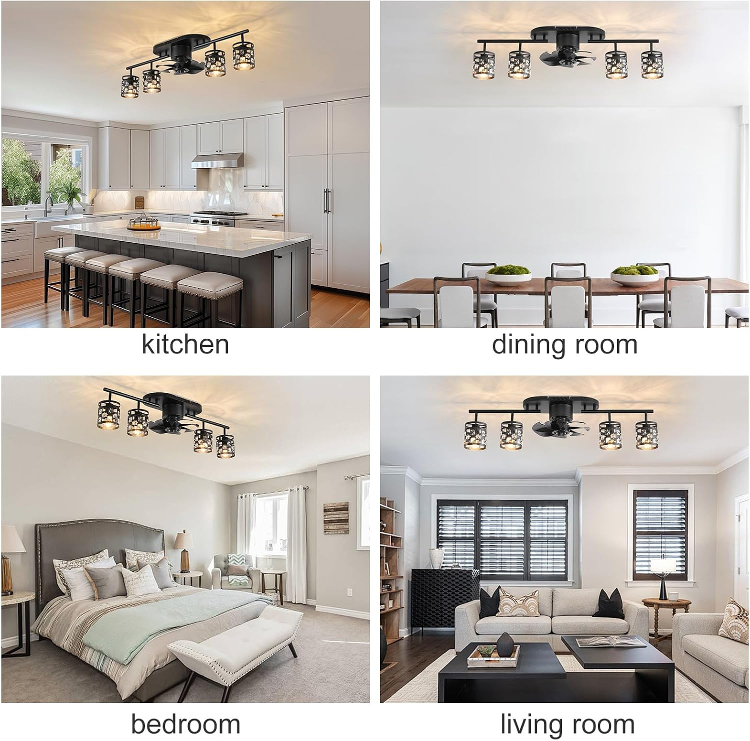 Ceiling Fans with Lights and Remote,39.3″ Kitchen Ceiling Fan,360° Rotatable Lam