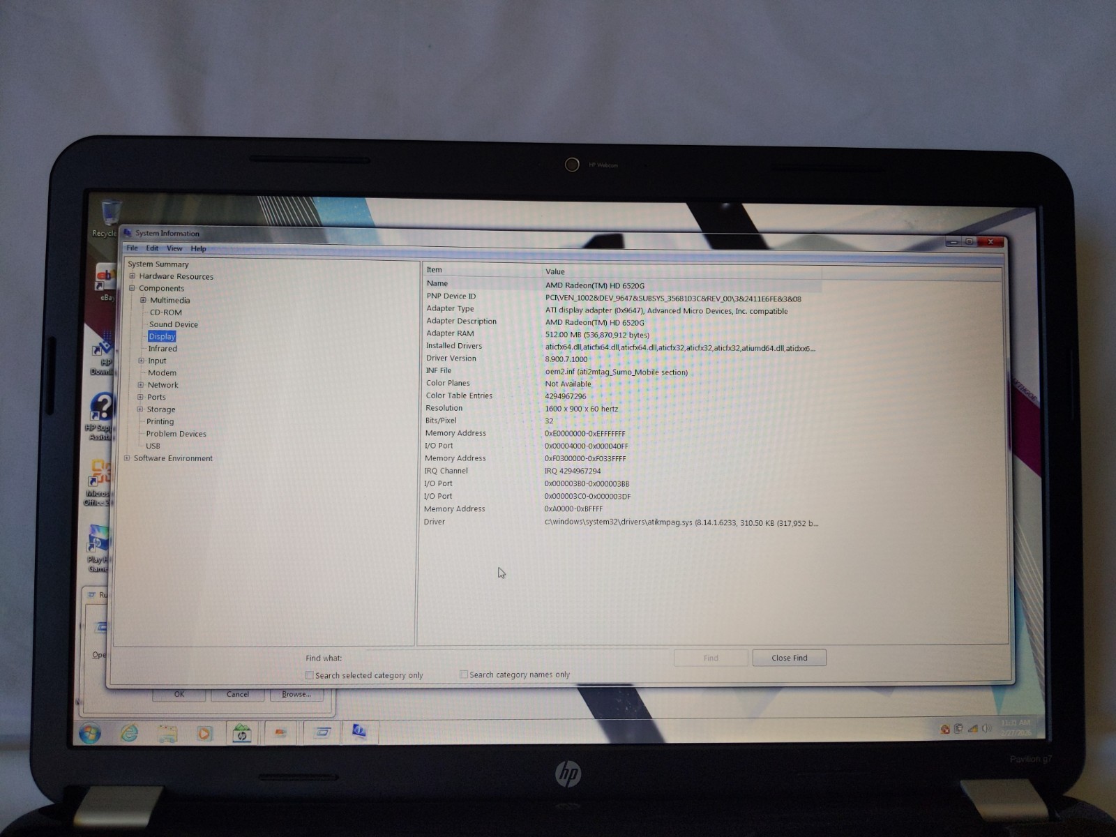 HP Pavilion G7 Notebook Laptop Windows 7 Home Premium AMD 4Core 1.5GHz 4GB RAM