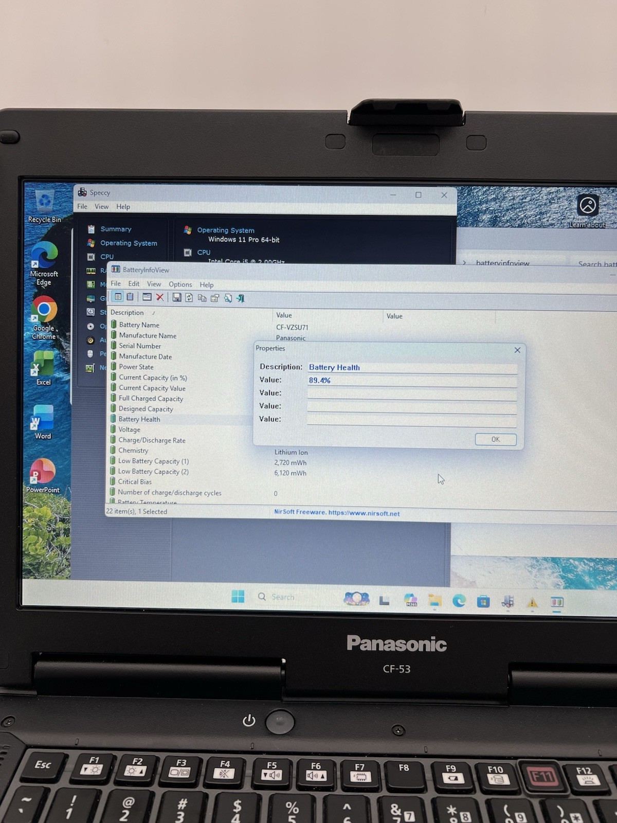 Panasonic Toughbook CF-53 mk4 Core i5-4310u 2.00GHz, 16GB Ram 500GB SSD, W11