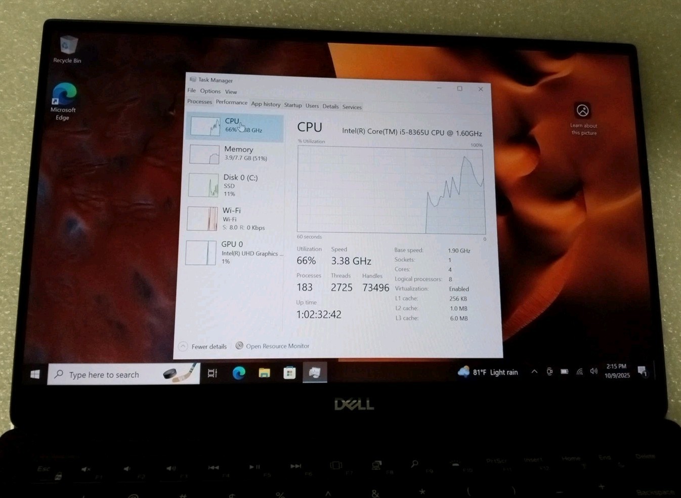 Dell XPS 13 9380 | i7-8565U @ 1.6 GHz |8GB ram| 256GB NVMe|TouchScreen