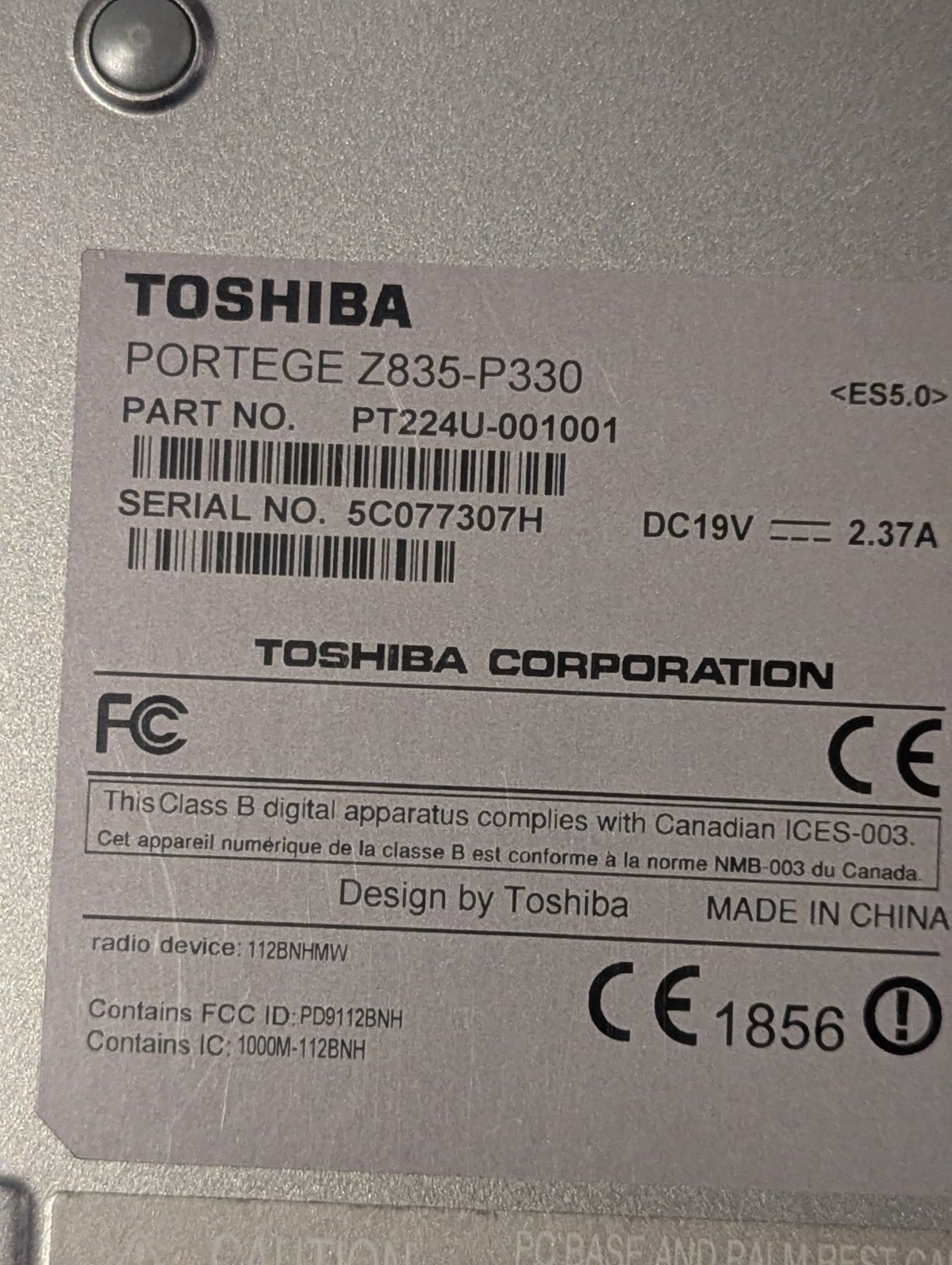 Toshiba Portege Z835-P330 13″ Intel Core i3-2367M 2GB RAM Parts