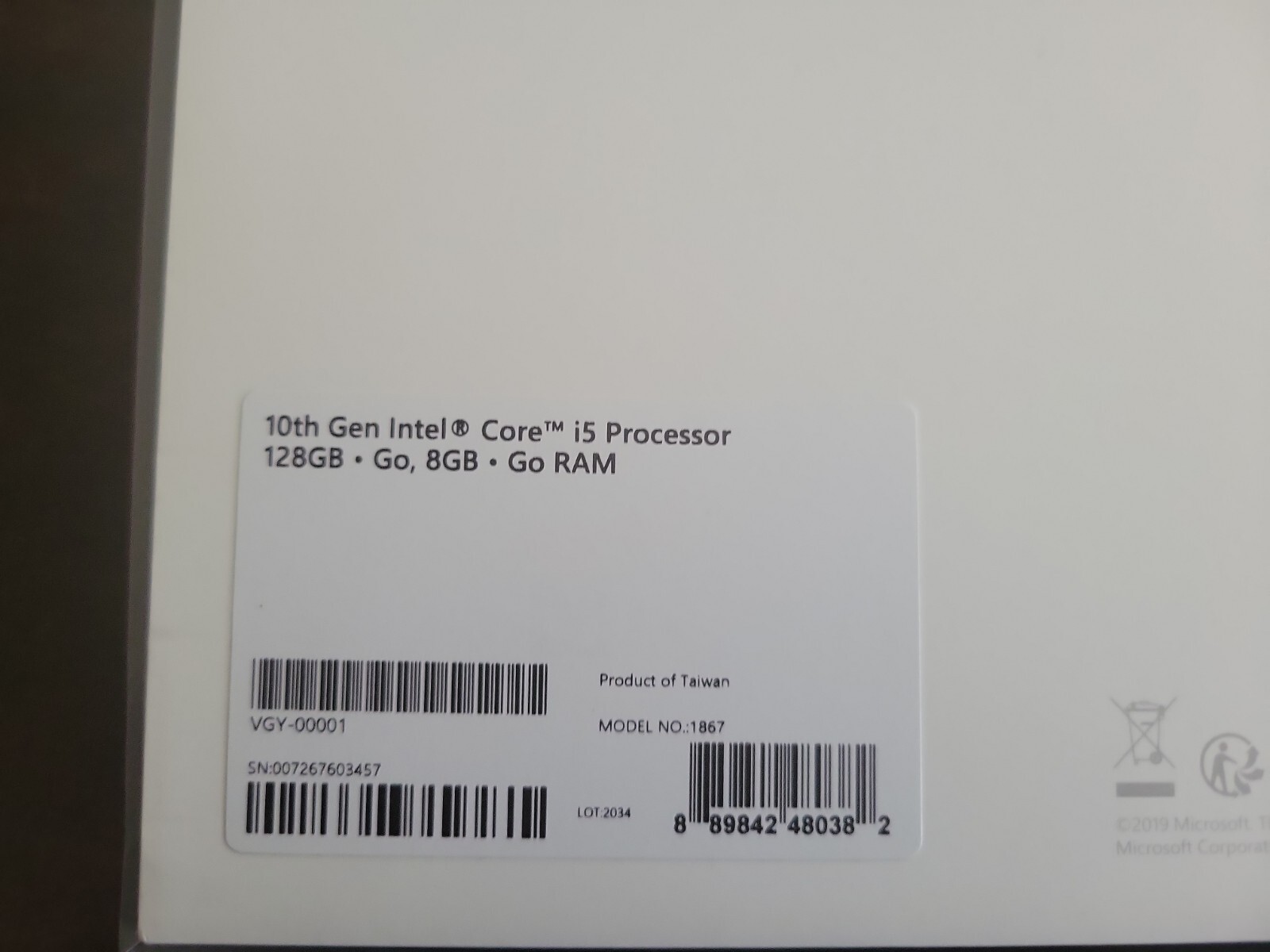 EMPTY BOX FOR Microsoft Surface Laptop 3