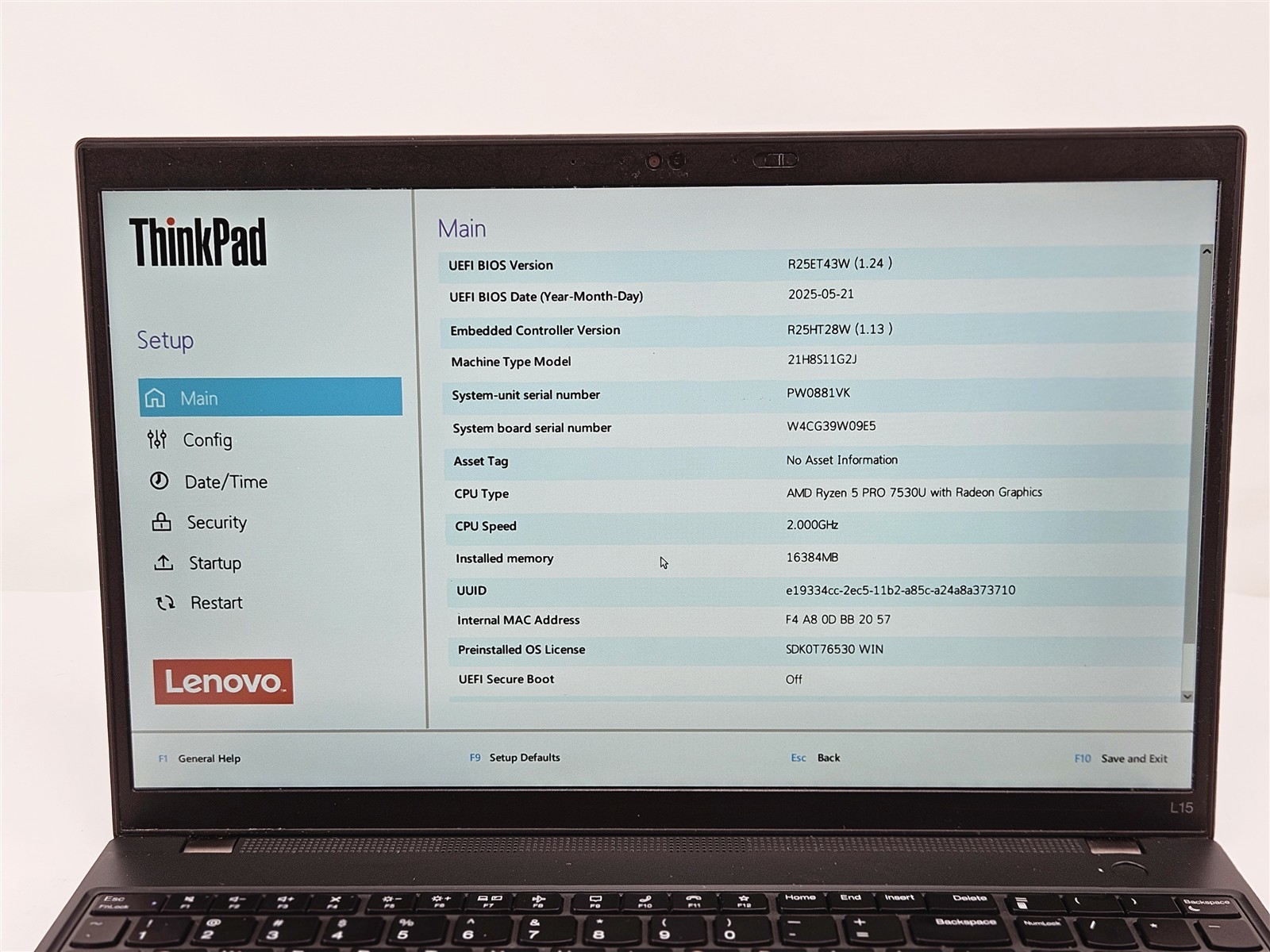 Lenovo 15.6″ ThinkPad L15 Gen 4 AMD Ryzen 5 Pro 7530U 16GB 512GB SSD AMD Radeon