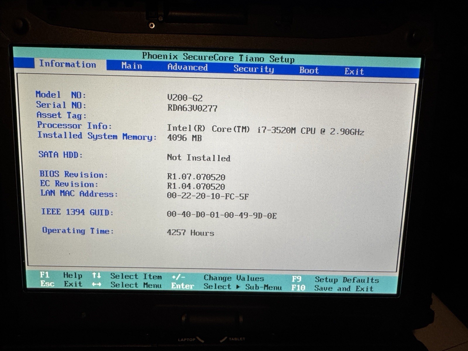 95-99% Life left Getac V200-G2 Laptop i7-3520M 4GB RAM WIFI Touchscreen Wwan