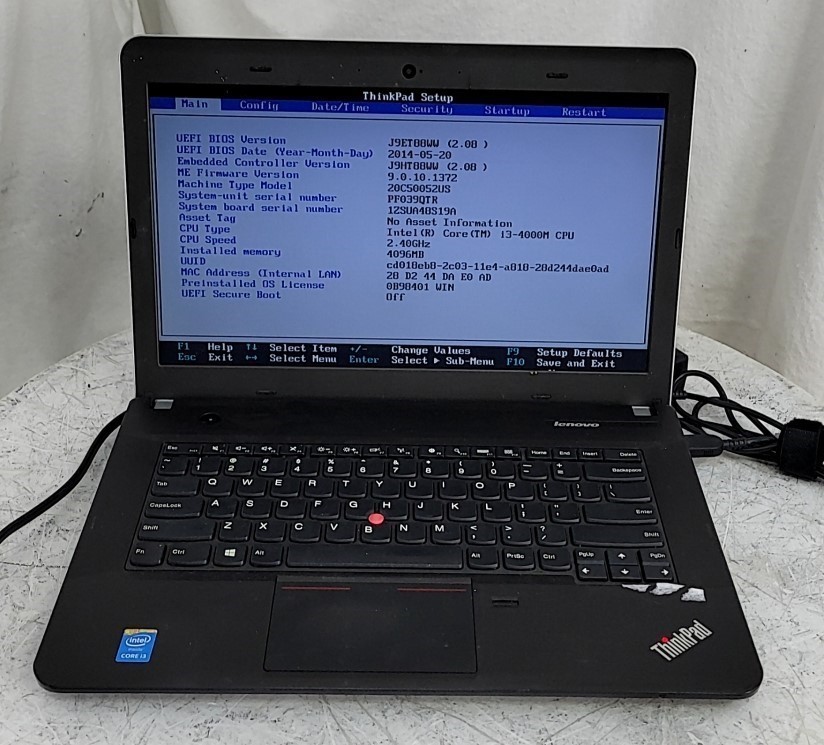 LENOVO ThinkPad Edge E440 20C5-0052US Laptop Core I3-4000M 4GB 500GB SEE NOTES
