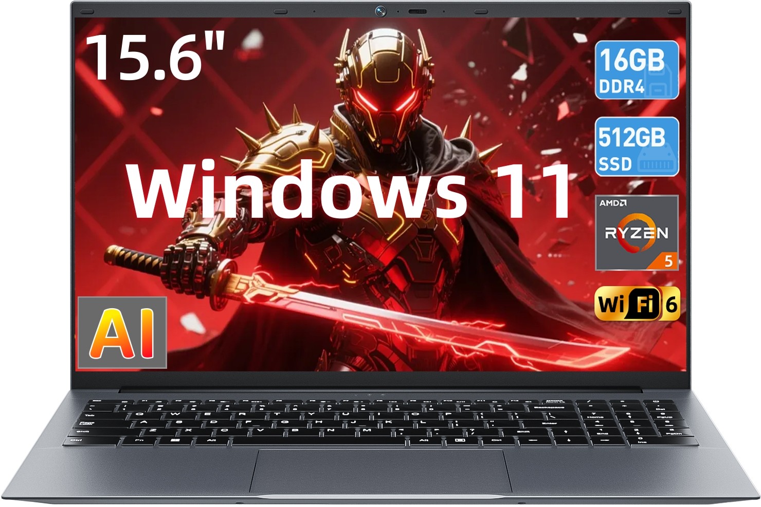15.6″ Win 11 Laptop Backlit Keyboard 16GB RAM 512GB SSD WiFi 6 HDMI USB-C RJ45