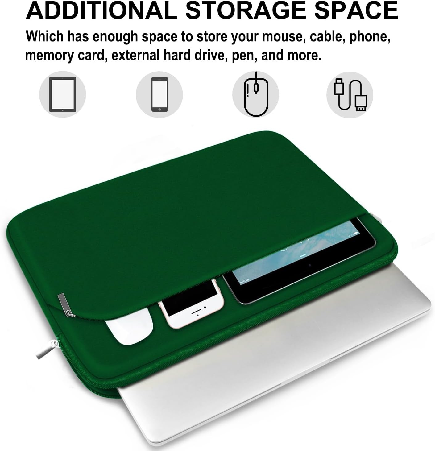 Durable Portable Monitor Protective Cover for 15.6 inch Laptop Sleeve, Dark Gree