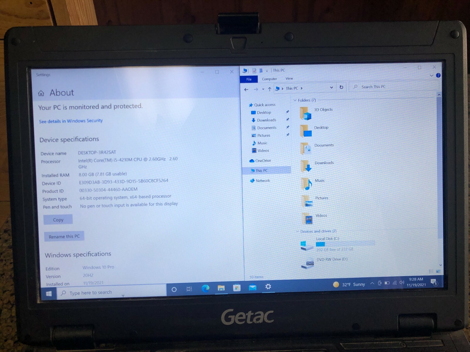 Getac S400 G3 8GB RAM 256GB SSD Windows 10Pro Intel Core i5 S&D Special