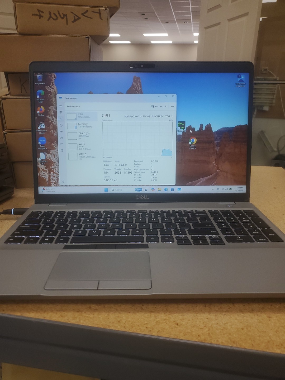 Dell Precision 3550 Laptop – i5-10310U 8GB 256GB SSD 15.6″ 051526-7