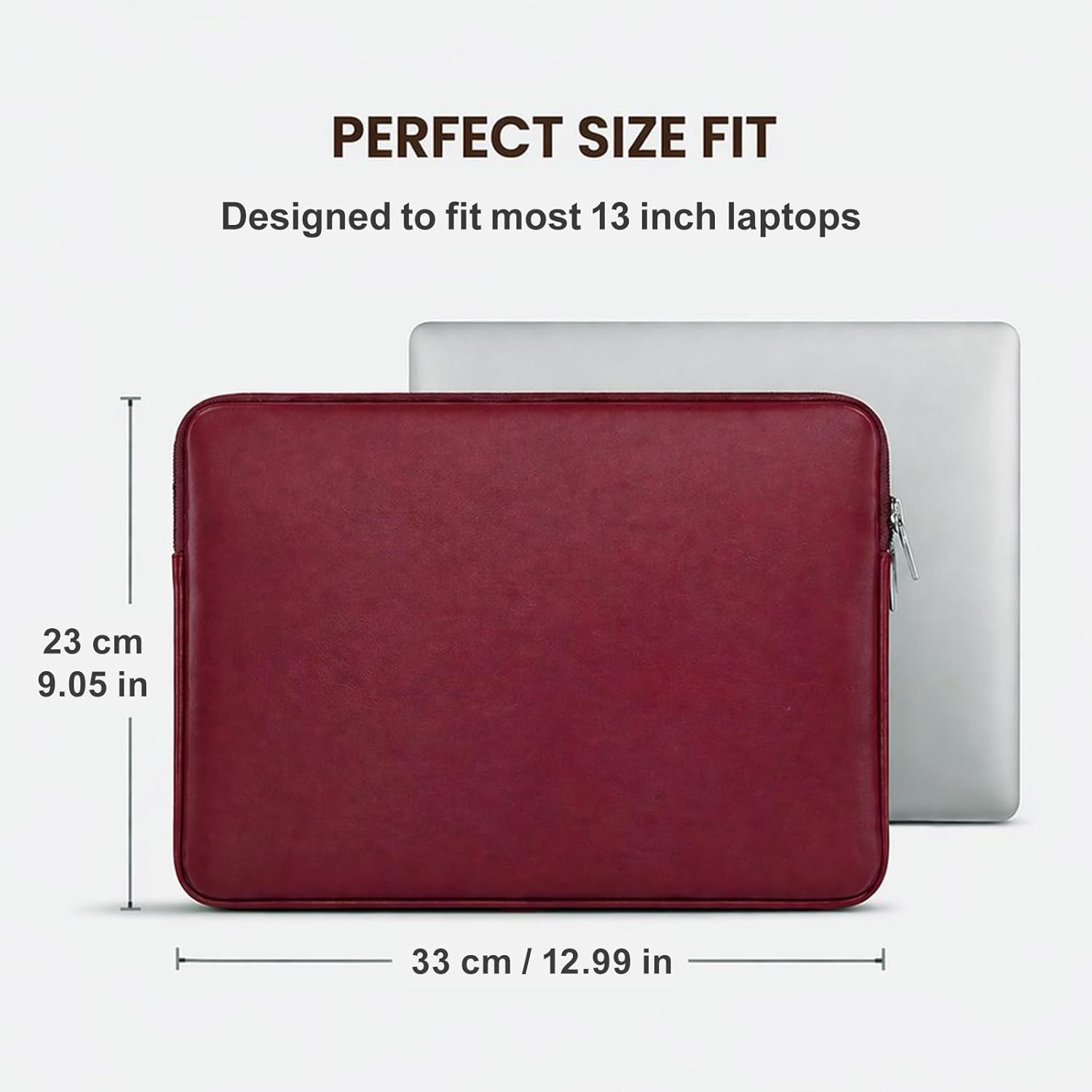 13 Inch Laptop Sleeve Soft PU Leather Case Water Resistant Padded Cover Bag for
