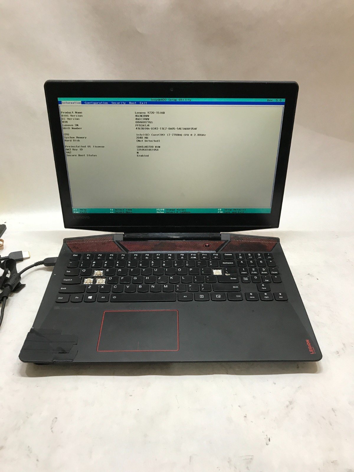 Lenovo Y720-15IKB 15″ Intel Core i7 NO RAM NO HDD/OS GTX 1060 For Parts READ -DW