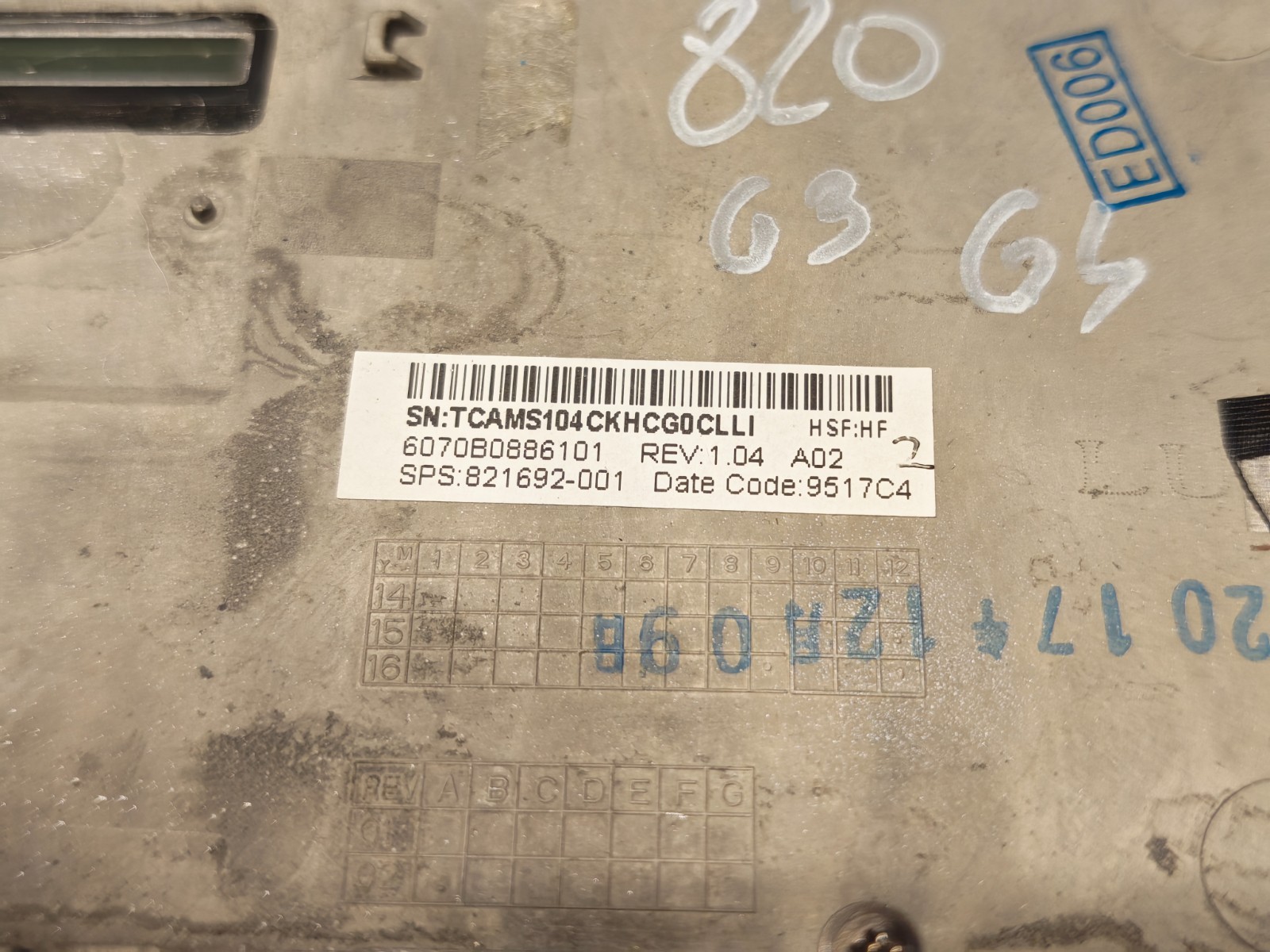 HP 820 G3 G4 725 G3 PALMREST TOP BODY 6070B0886101 #
