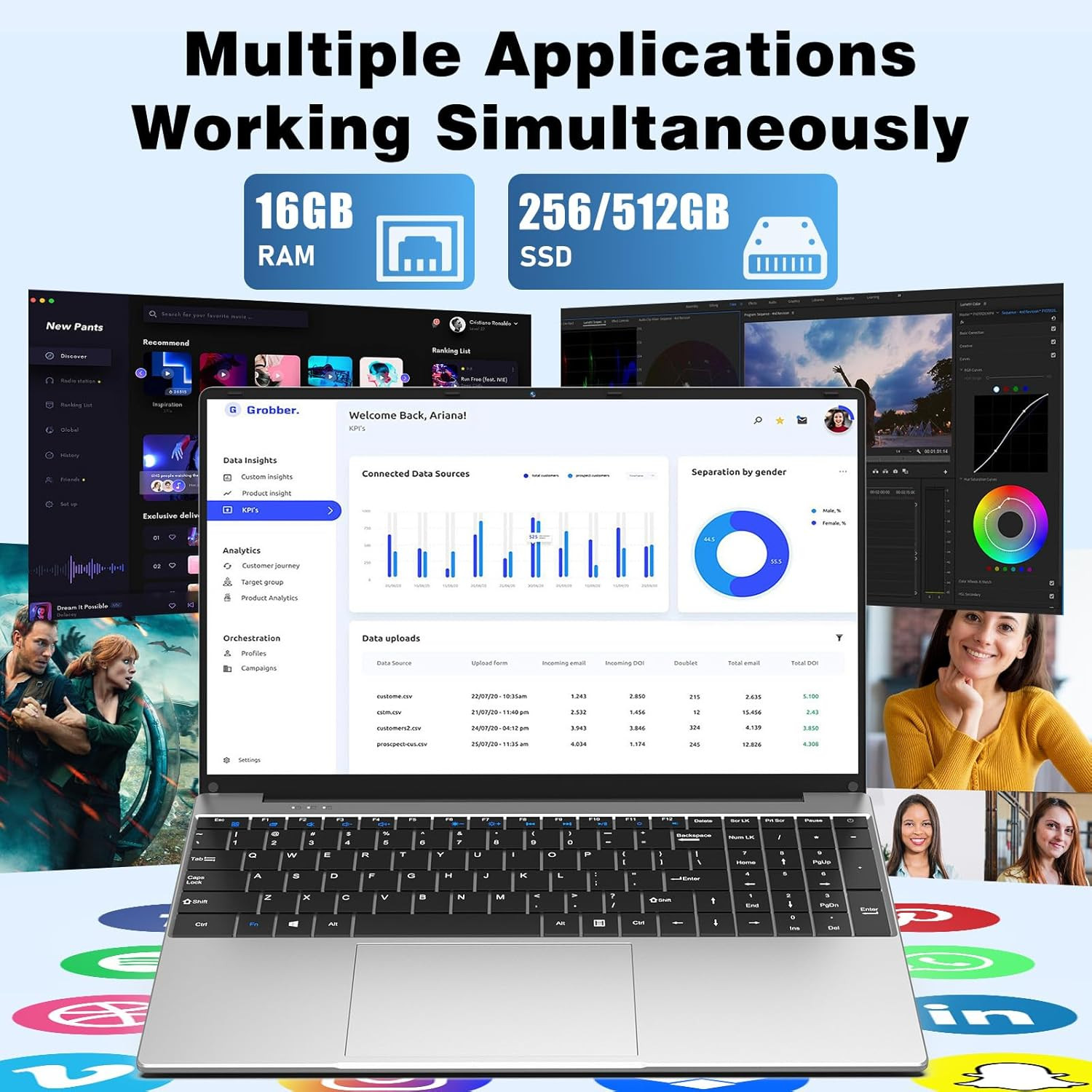2026 New Laptop Computer, 15.6 Inch Window 11 Pro Lap Top PC 16GB RAM 256GB SSD,