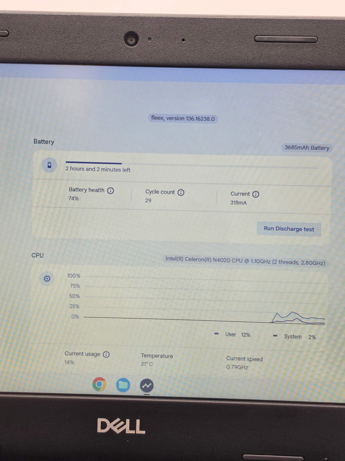 Dell Chromebook 3100 11.6-inch 32GB Intel Celeron Laptop P29T001 Used