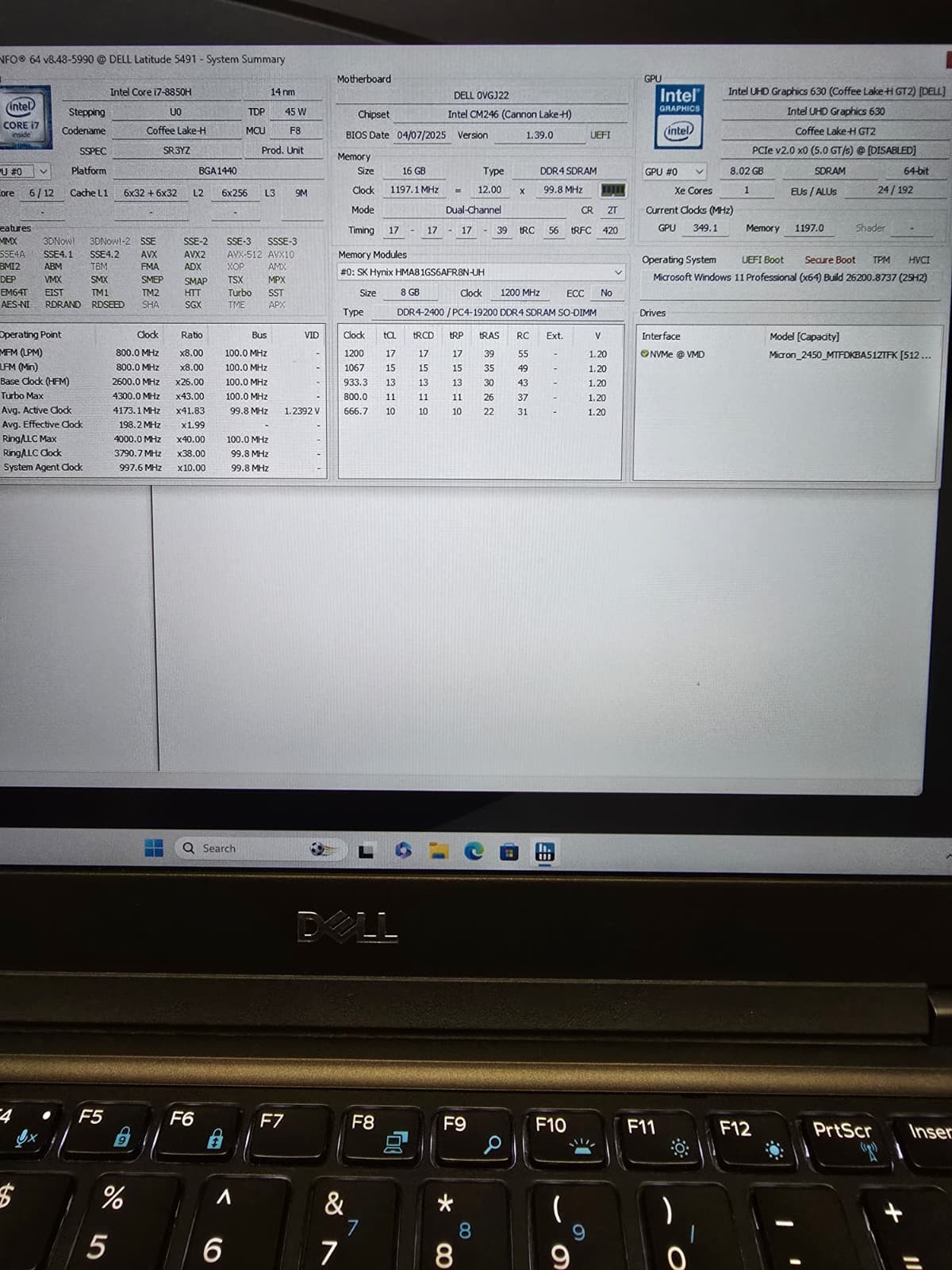Dell Latitude 5491 | i7 8th Gen 16GB RAM 512GB SSD | FHD Backlit Win 11 Pro