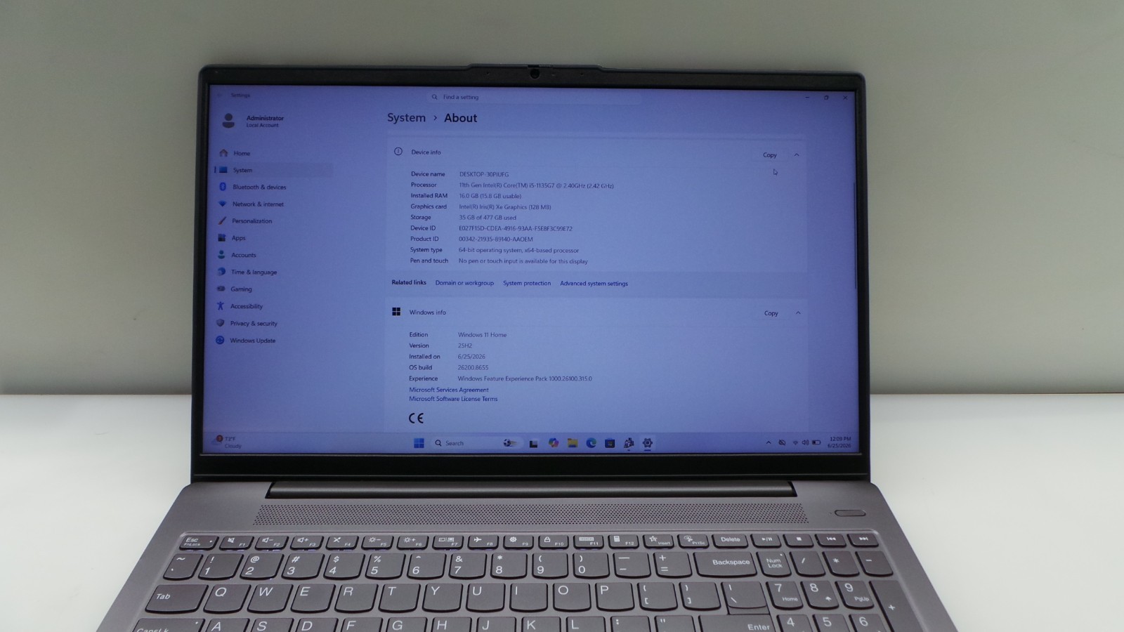 Lenovo IdeaPad 5 15ITL05 15.6” i5-1135G7 1.00GHz 16GB SSD 512GB SSD WIN 11 HOME