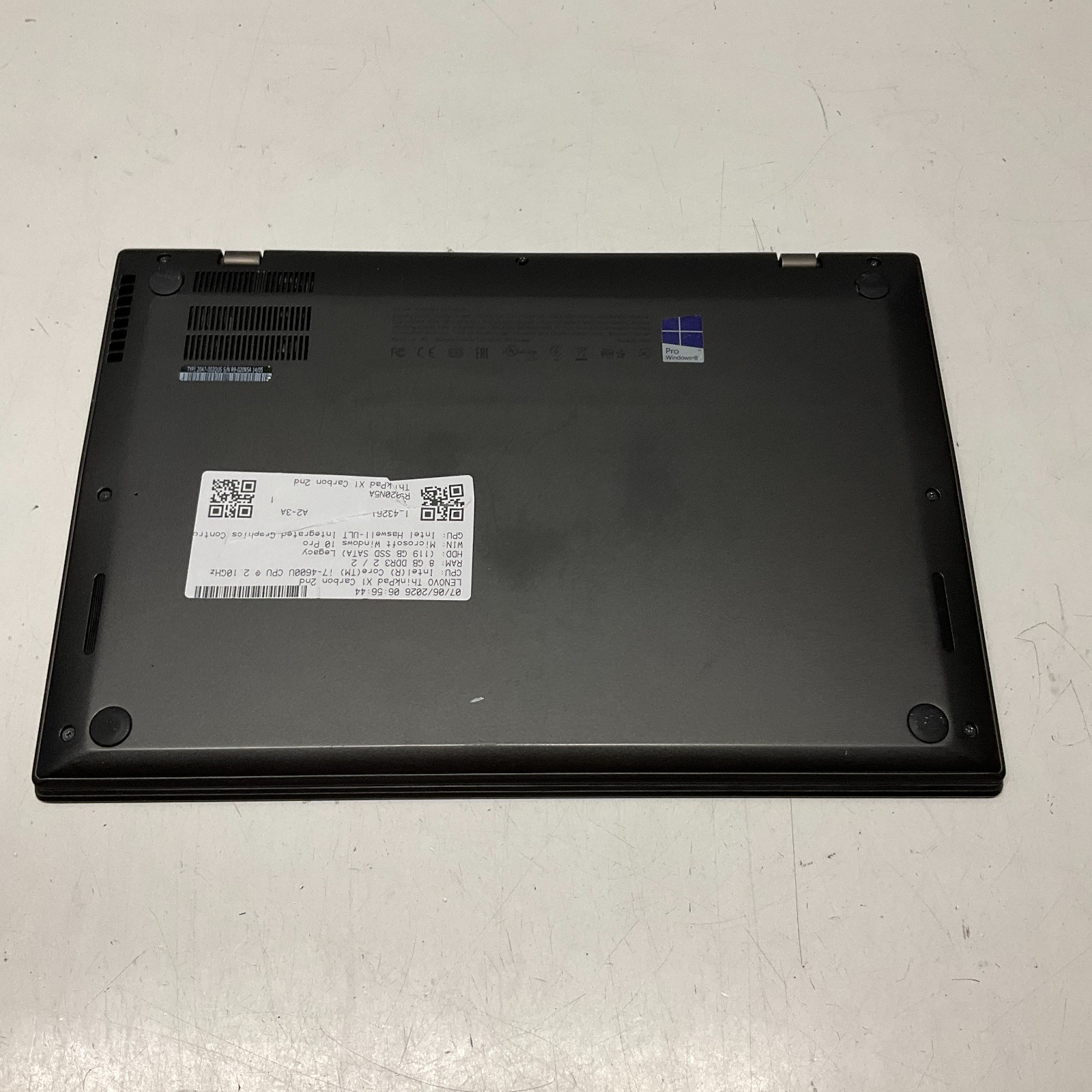 Thinkpad X1 Carbon 2nd Gen i7-4600U 2.69GHz Laptop 8GB RAM 128GB SSD Win 10 Pro